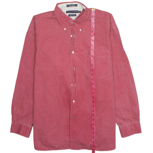 Tommy Hilfiger Men's Red Cotton Corduroy Button-Down Shirt XL