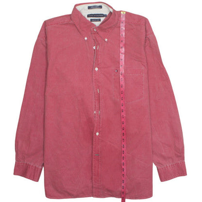Tommy Hilfiger Men's Red Cotton Corduroy Button-Down Shirt XL