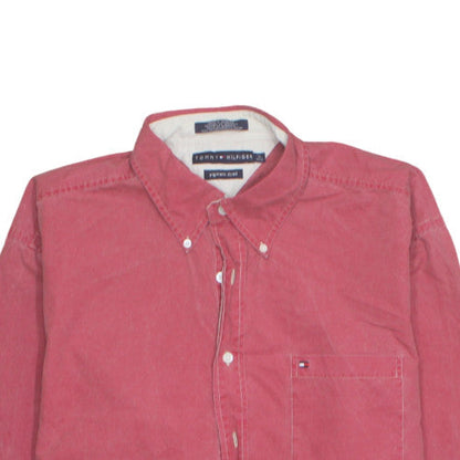Tommy Hilfiger Men's Red Cotton Corduroy Button-Down Shirt XL