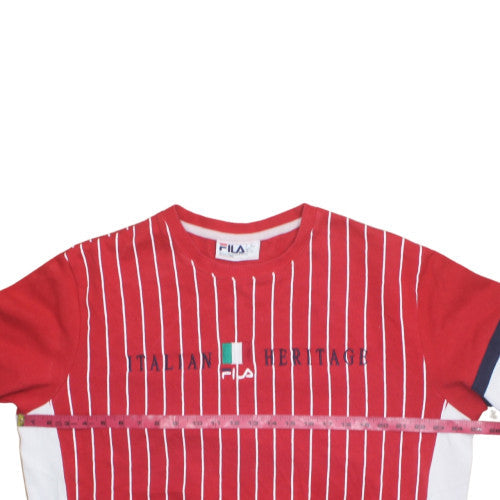 FILA Men's Red Italian Heritage Striped Sweatshirt L Crew Neck
