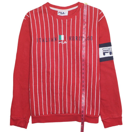 FILA Men's Red Italian Heritage Striped Sweatshirt L Crew Neck
