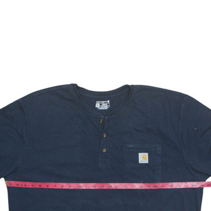 Carhartt Men's Navy Henley Long Sleeve Loose Fit T-Shirt XL