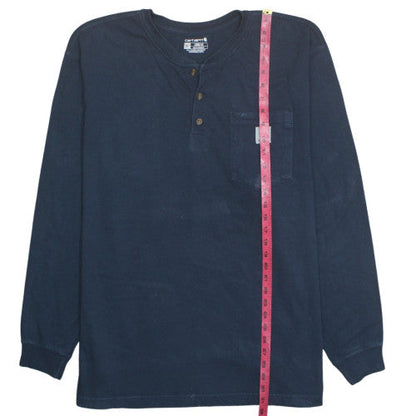 Carhartt Men's Navy Henley Long Sleeve Loose Fit T-Shirt XL