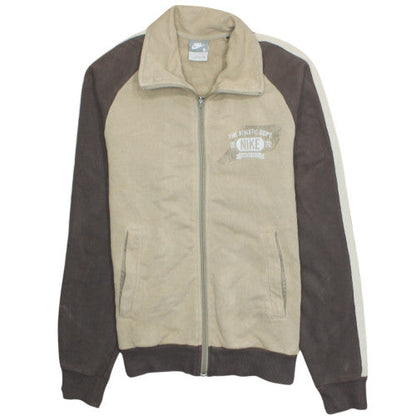 Nike Men's Beige Track Jacket Small Fleece Zip Up Sportswear