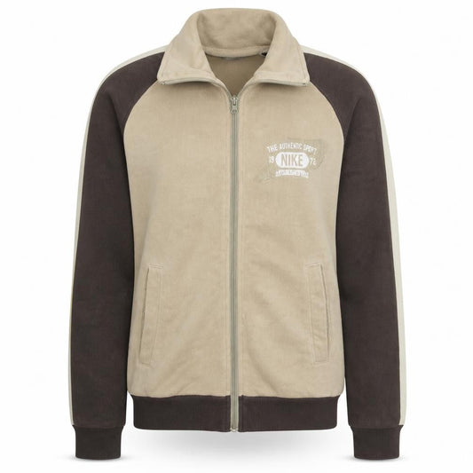 Nike Men's Beige Track Jacket Small Fleece Zip Up Sportswear