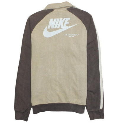 Nike Men's Beige Track Jacket Small Fleece Zip Up Sportswear