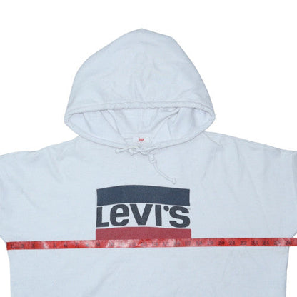 Levi's Women's White Pullover Hoodie Size L Logo Print Cotton Blend