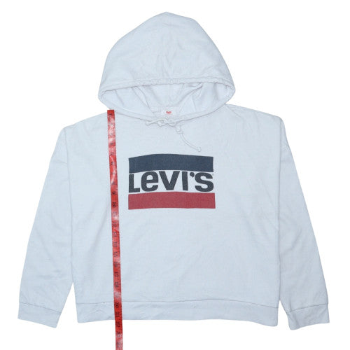 Levi's Women's White Pullover Hoodie Size L Logo Print Cotton Blend