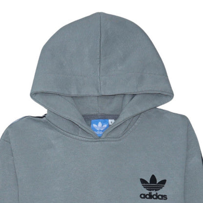 Adidas Men's Grey Pullover Hoodie Small Logo Fleece Sweatshirt