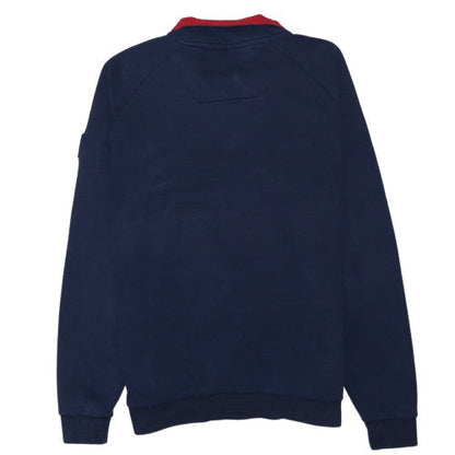 Nautica Men’s Blue 1/4 Zip Fleece Sweatshirt UK M Logo Sports Style