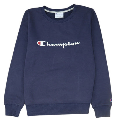 Champion Men's Blue Crew Neck Logo Pullover Sweatshirt Size S