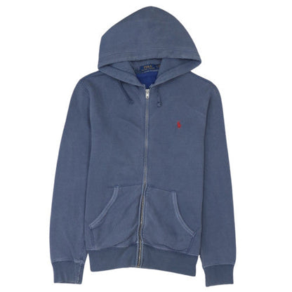 Ralph Lauren Men's Blue Full Zip Hoodie Size S Classic Logo Cotton Blend