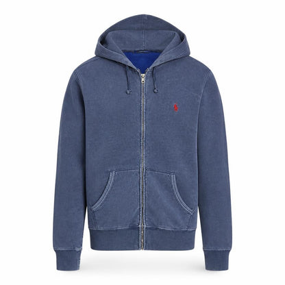 Ralph Lauren Men's Blue Full Zip Hoodie Size S Classic Logo Cotton Blend