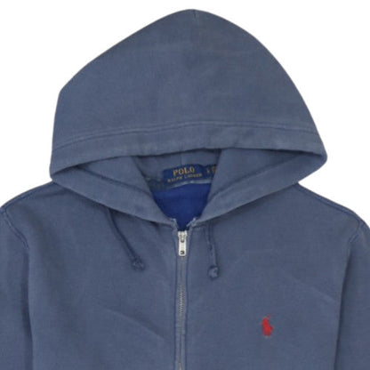 Ralph Lauren Men's Blue Full Zip Hoodie Size S Classic Logo Cotton Blend
