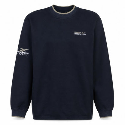 Reebok Mens Navy Blue Athletic Dept Sweatshirt L Pullover Fleece