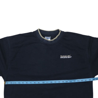 Reebok Mens Navy Blue Athletic Dept Sweatshirt L Pullover Fleece