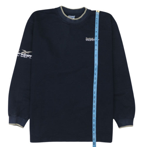 Reebok Mens Navy Blue Athletic Dept Sweatshirt L Pullover Fleece