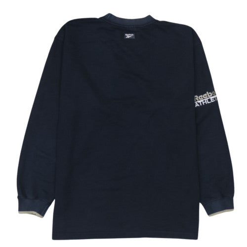 Reebok Mens Navy Blue Athletic Dept Sweatshirt L Pullover Fleece