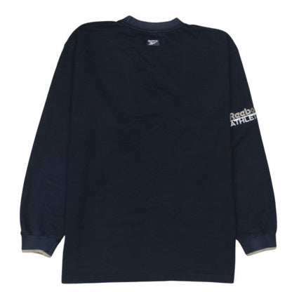 Reebok Mens Navy Blue Athletic Dept Sweatshirt L Pullover Fleece
