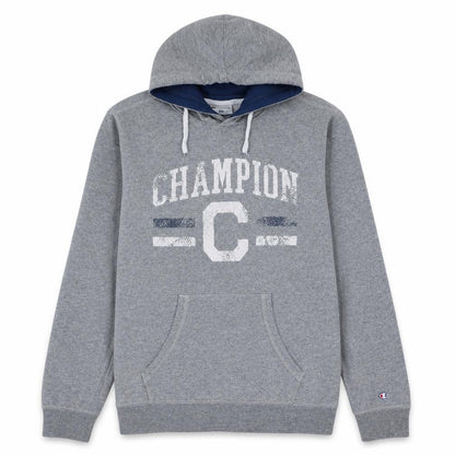 Champion Men's Grey Pullover Hoodie M Regular Fit Graphic Print