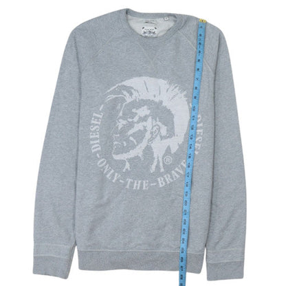 Diesel Men's Grey Crew Neck Logo Pullover Sweatshirt L