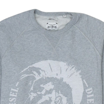 Diesel Men's Grey Crew Neck Logo Pullover Sweatshirt L