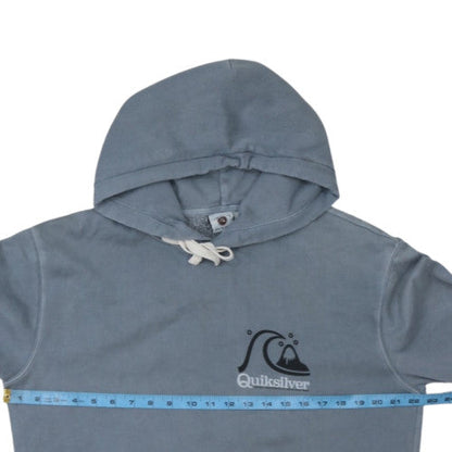 Quiksilver Men Blue Pullover Hoodie M Graphic Surf Logo Fleece