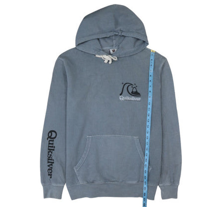 Quiksilver Men Blue Pullover Hoodie M Graphic Surf Logo Fleece