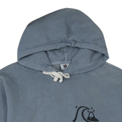Quiksilver Men Blue Pullover Hoodie M Graphic Surf Logo Fleece