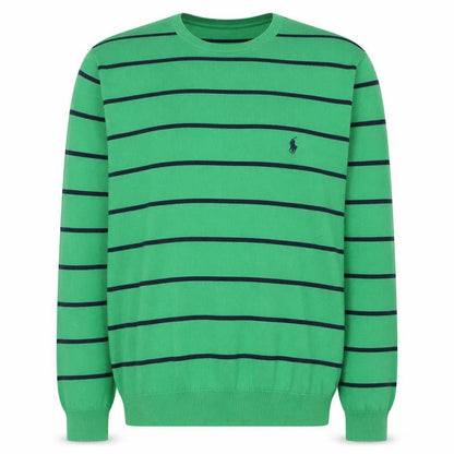 Ralph Lauren Men’s Green Striped Cotton Crew Neck Jumper XL