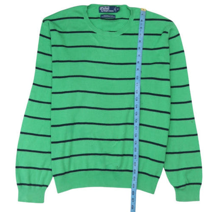Ralph Lauren Men’s Green Striped Cotton Crew Neck Jumper XL
