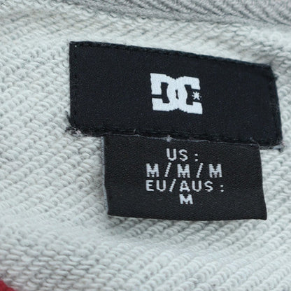 DC Men's Grey and Red Logo Crew Neck Pullover Sweatshirt M