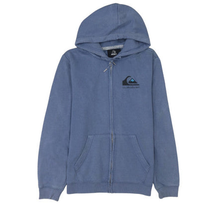 Quiksilver Mens Blue Full Zip Hoodie Size S Logo Fleece Sweatshirt