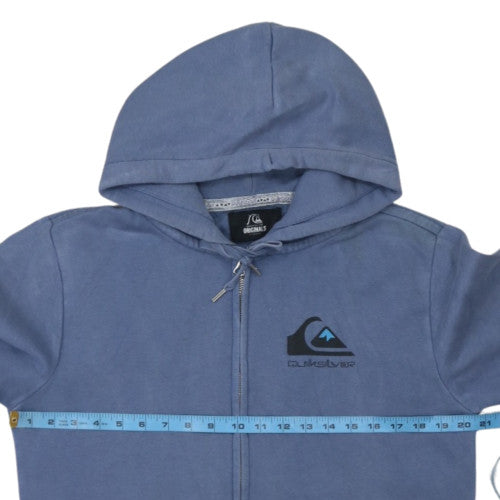 Quiksilver Mens Blue Full Zip Hoodie Size S Logo Fleece Sweatshirt