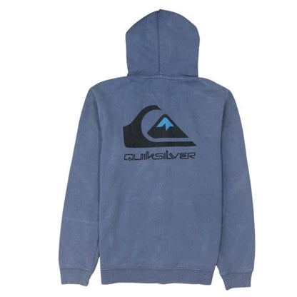 Quiksilver Mens Blue Full Zip Hoodie Size S Logo Fleece Sweatshirt