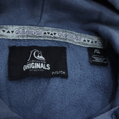 Quiksilver Mens Blue Full Zip Hoodie Size S Logo Fleece Sweatshirt