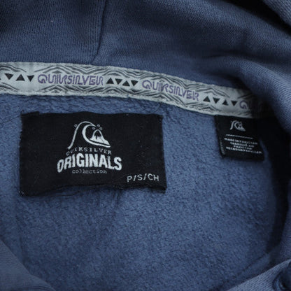 Quiksilver Mens Blue Full Zip Hoodie Size S Logo Fleece Sweatshirt
