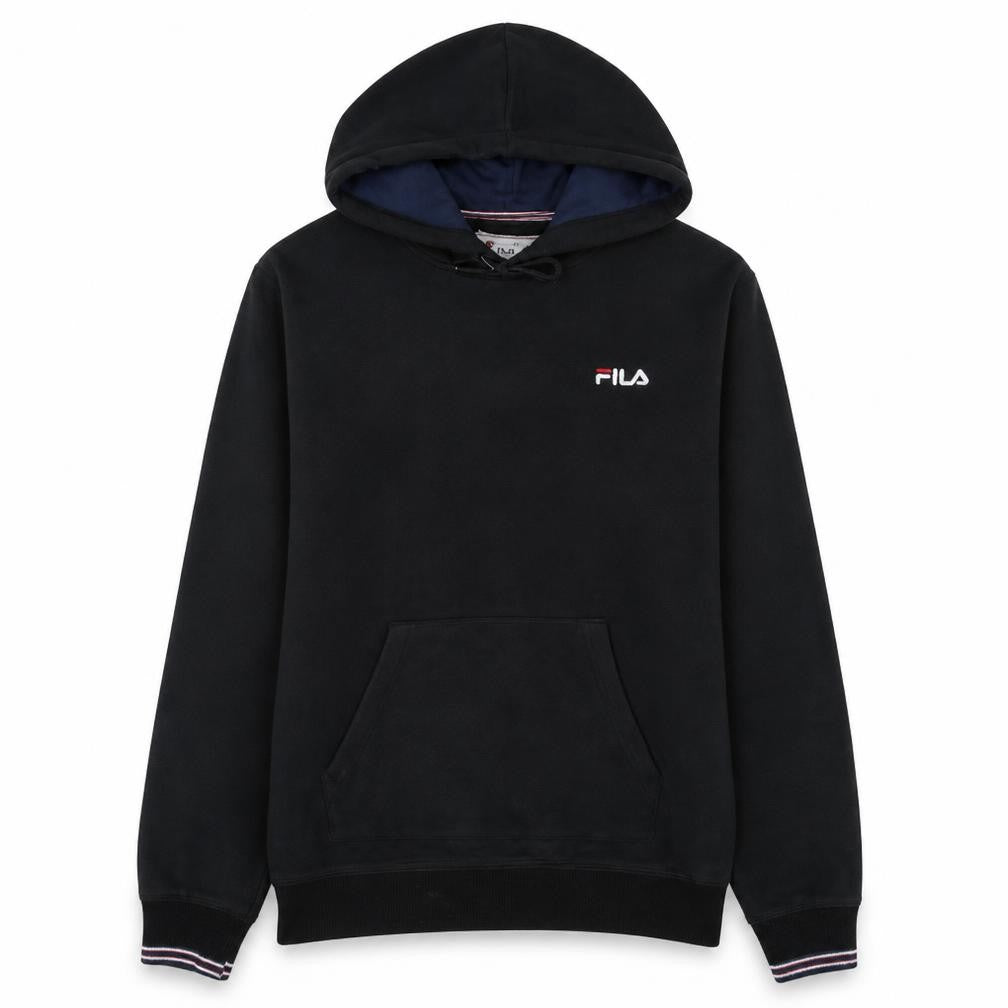 Fila White Line Men's Black Hoodie Size L Cotton Blend Pullover