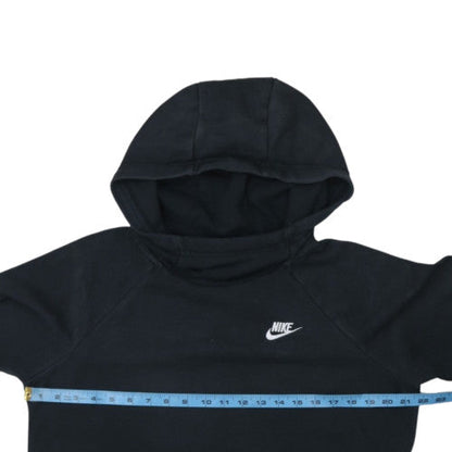 Nike Women Black Pullover Hoodie M Hooded Raglan Sleeve Logo Sweatshirt