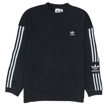 adidas Womens Black Medium Crew Neck Pullover Sweatshirt with Logo