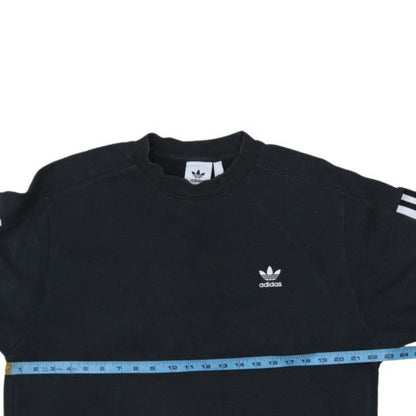 adidas Womens Black Medium Crew Neck Pullover Sweatshirt with Logo