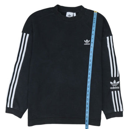 adidas Womens Black Medium Crew Neck Pullover Sweatshirt with Logo