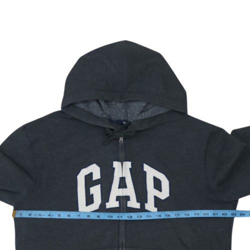 GAP Mens Black Full Zip Hoodie L Fleece Lined Classic Logo Sweatshirt