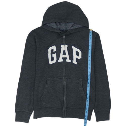 GAP Mens Black Full Zip Hoodie L Fleece Lined Classic Logo Sweatshirt