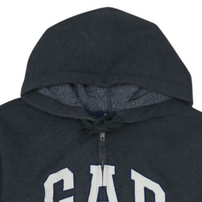GAP Mens Black Full Zip Hoodie L Fleece Lined Classic Logo Sweatshirt