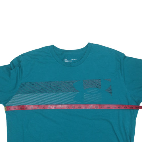 Under Armour Men's Teal Graphic Crew Neck T-Shirt XL Loose Fit