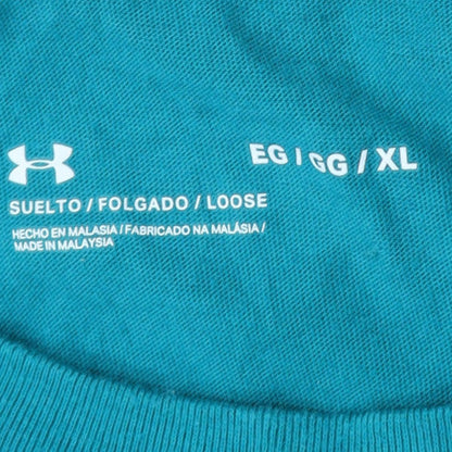 Under Armour Men's Teal Graphic Crew Neck T-Shirt XL Loose Fit