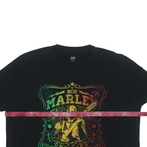 GAP Men's Black Bob Marley One Love Music Graphic T-Shirt XL