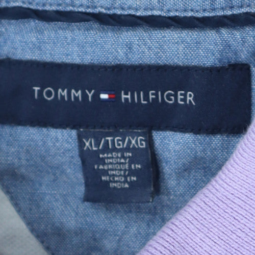 Tommy Hilfiger Men's Purple Striped Cotton Polo Shirt XL