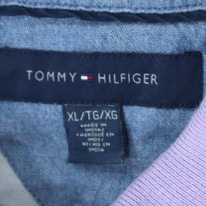 Tommy Hilfiger Men's Purple Striped Cotton Polo Shirt XL